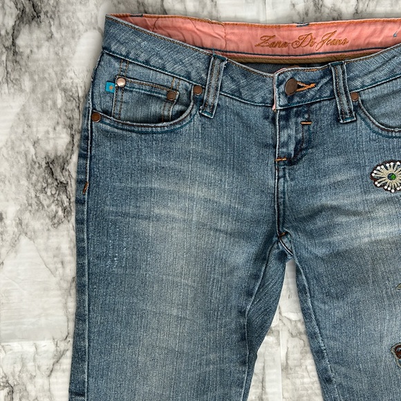 Zana Di Jeans | juniors sizing 3 low rise Y2K 90s flare jeans embroidered pearls - Picture 3 of 16